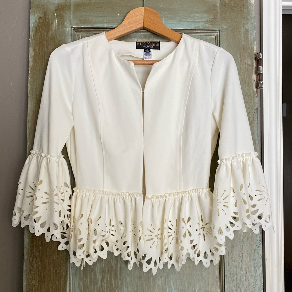 Ecru laser cut flower jacket
